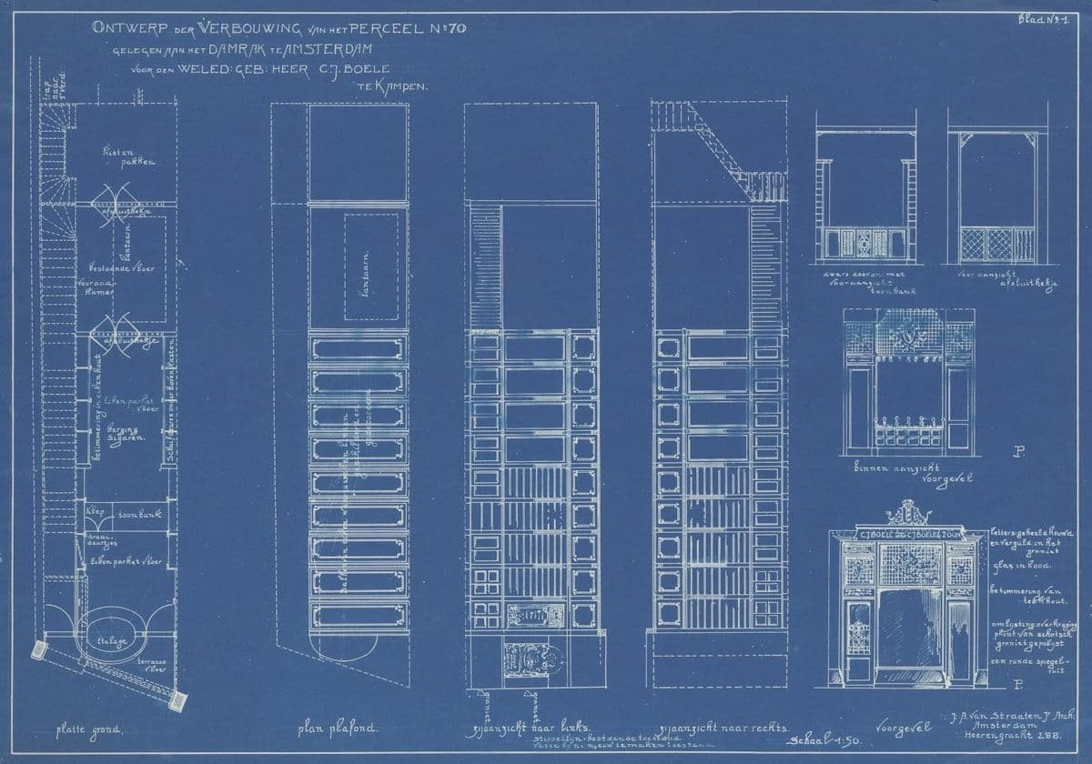 Detailed architectural blueprint drawing